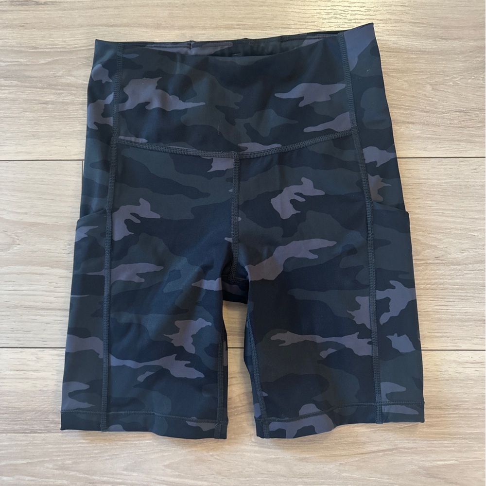 Athleta Black Camo Bike Shorts